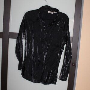 Women's Large - Basic Editions - Shimmery Black Long Sleeve Top